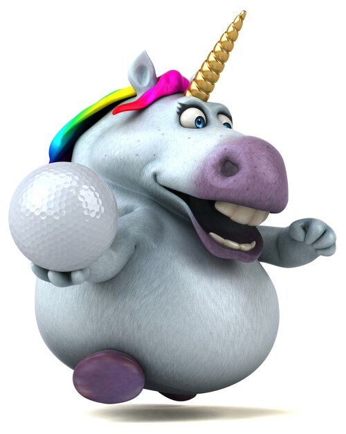 Unicornio divertido - Ilustración 3D