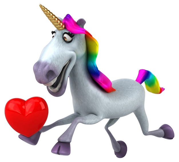 Unicornio divertido - Ilustración 3D