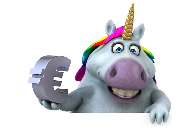 Unicornio divertido - Ilustración 3D