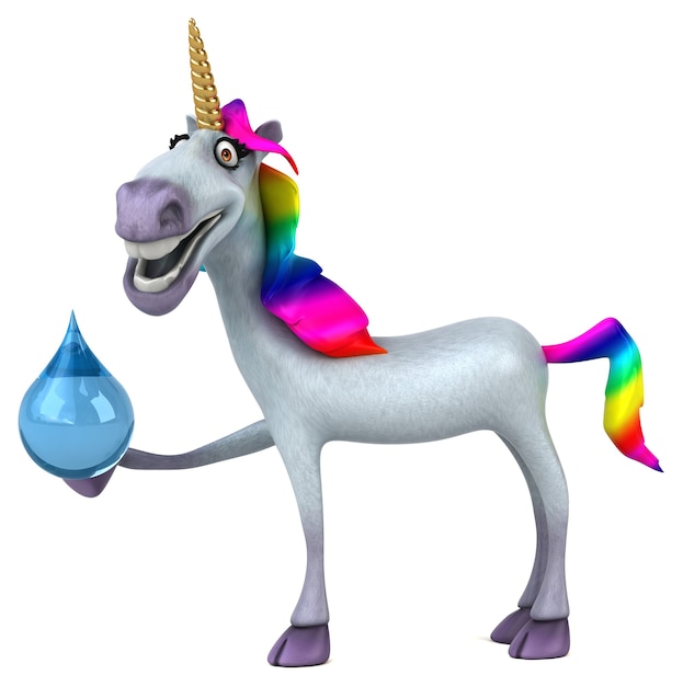 Unicornio divertido - Ilustración 3D