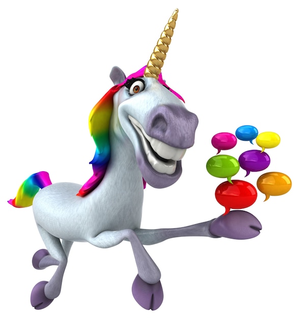 Unicornio divertido - Ilustración 3D