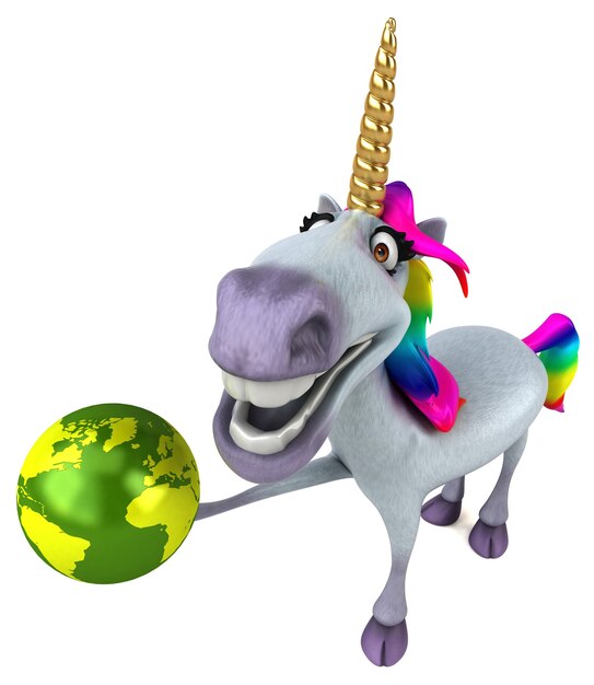 Unicornio divertido - Ilustración 3D