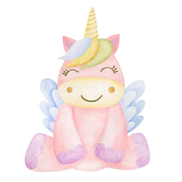 Unicornio de ilustración acuarela