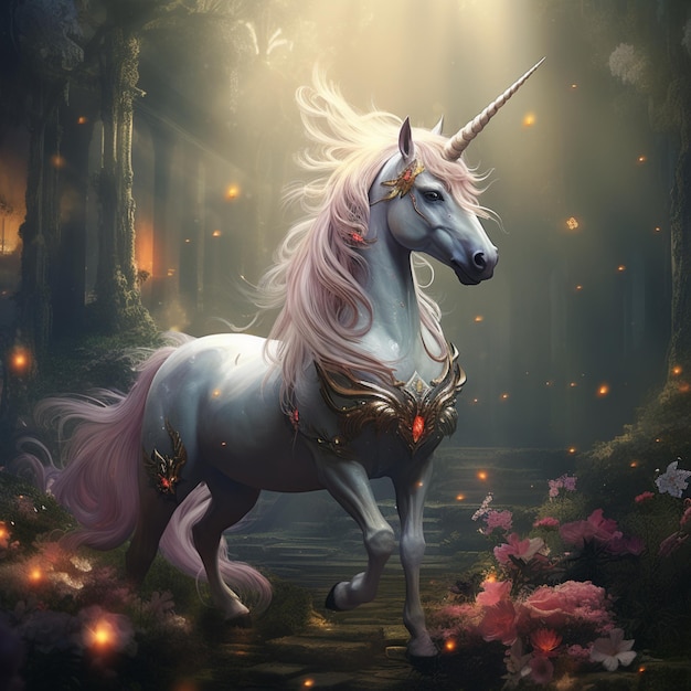 Unicornio en la ilustración del cielo