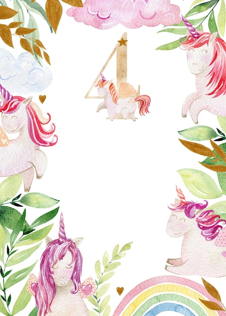 Unicornio lindo acuarela