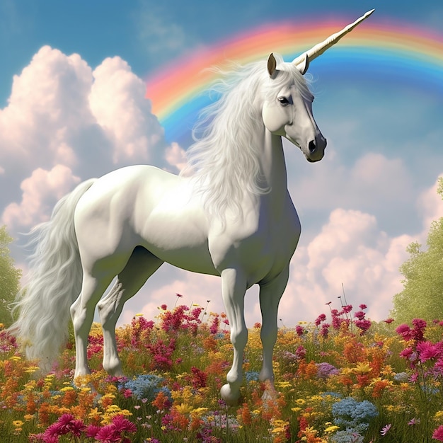 Unicornio mágico lleno de colores y tantos detalles caballo mágico de cuento de hadas