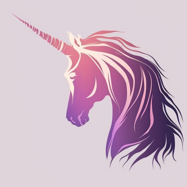 Un unicornio con una melena morada y la palabra unicornio en él.