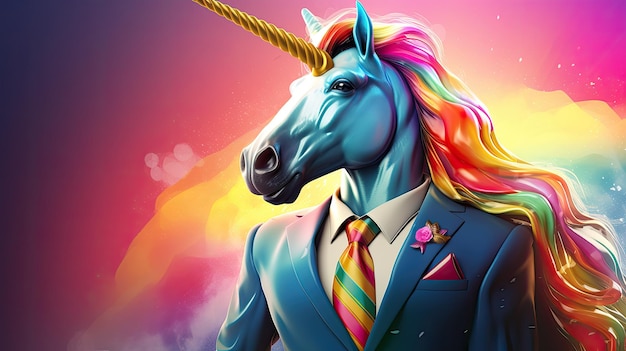 un unicornio con traje