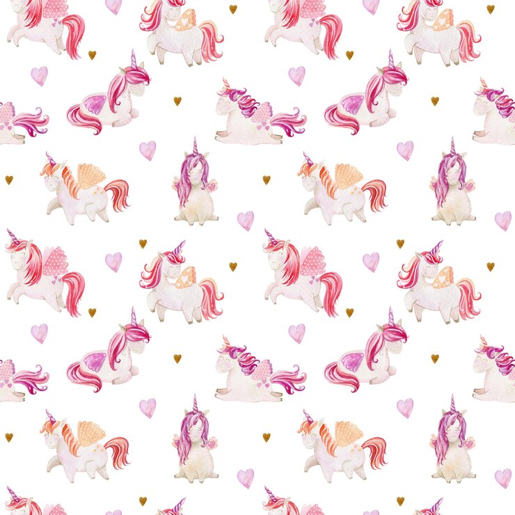 Foto unicornios de acuarela con patrón sin costuras personaje de fantasía mágico