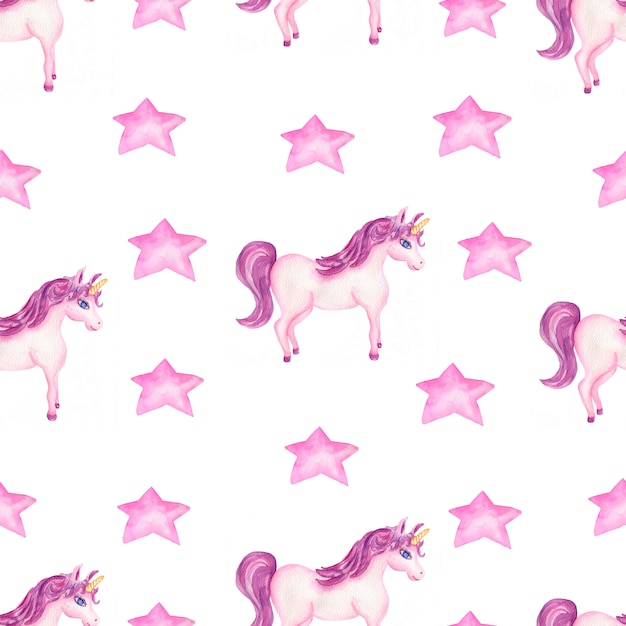 Foto unicornpattern aquarela bonito com estrelas