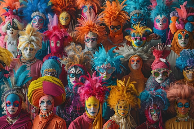 Unidad colorida multitud diversa y trajes inspirados en los canarios