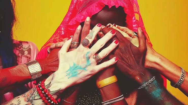 Foto la unidad en la diversidad un tapiz vibrante de manos