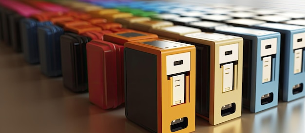 Una unidad flash USB se muestra frente a carpetas de archivos blancas o encuadernadores de anillo que representan el