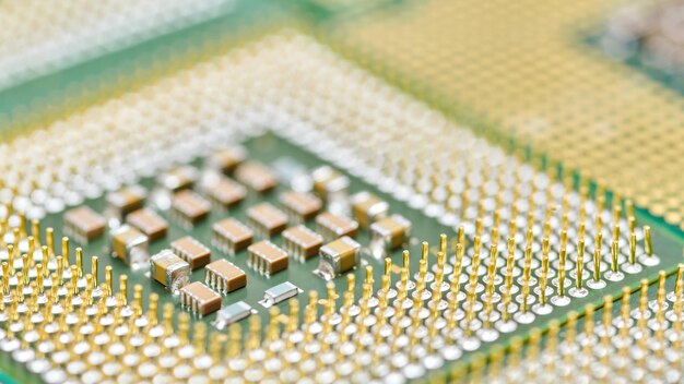Unidad de procesador central de CPU aislada circuito electrónico principal de fondo para macros de computadora.