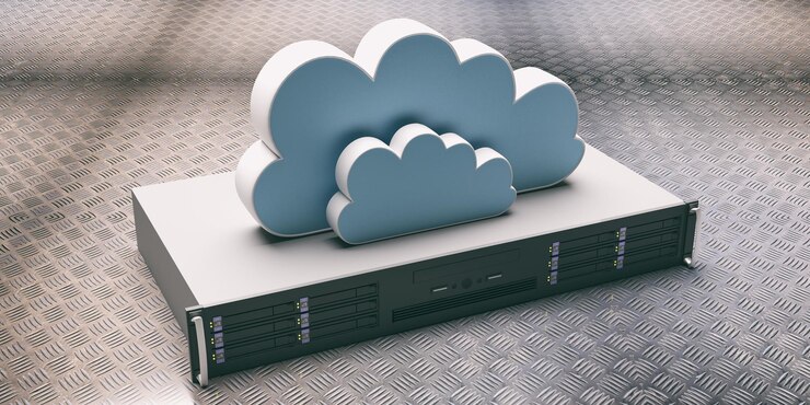 Foto unidad de servidor y almacenamiento de nube de computadora en ilustración 3d de fondo de placa industrial