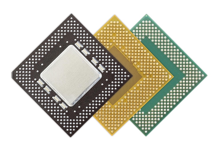 Foto unidade de processamento central ou chip de computador