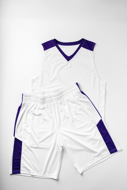 El uniforme de baloncesto en fondo blanco vista superior