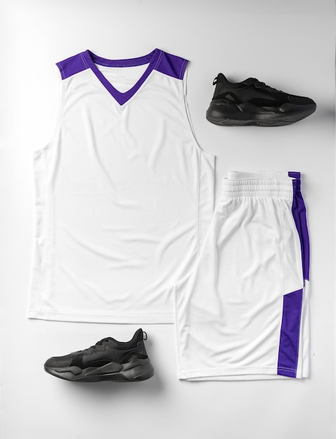 El uniforme de baloncesto en fondo blanco vista superior
