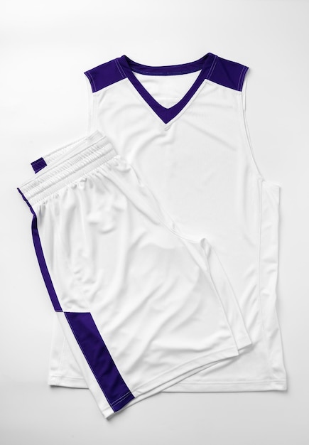 El uniforme de baloncesto en fondo blanco vista superior