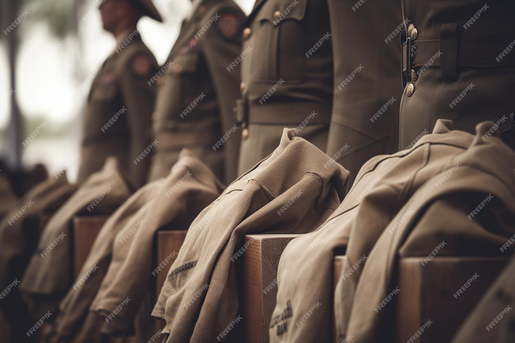 Estados Unidos da América bandeira e casaco uniforme militar dobrado.  Símbolos militares fundo conceitual banner para feriados patrióticos  americanos fotos, imagens de © Mehaniq #335326608