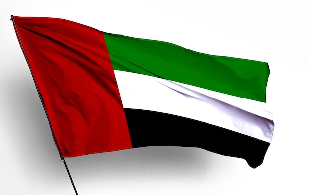 united_arab_emirates bandera 3D ondeando y fondo blanco Imagen