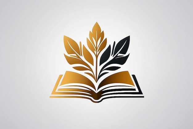 Universitätsbildungs-Icon-Design mit offenem Buch und Lorbeerzweig mit Schatten Einfaches Vektor-Logo