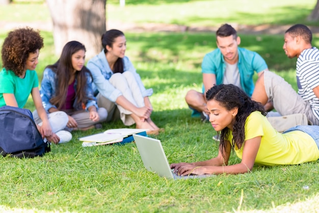 Universitätsstudenten, die auf Campus studieren