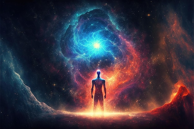 Universo cosmos Meditação fundo chakras prana a mente de Deus e espiritualidade Generative AI