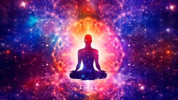 Universo cosmos Meditação fundo chakras prana a mente de Deus e espiritualidade Gerador Ilustrador de IA