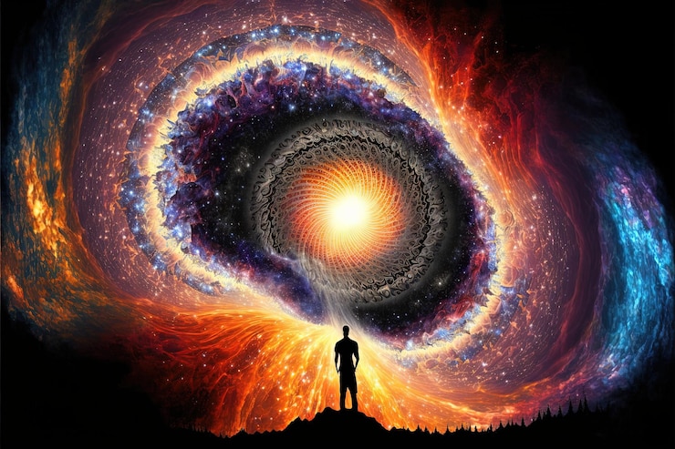 Foto universo cosmos meditación fondo chakras prana la mente de dios y la espiritualidad ia generativa