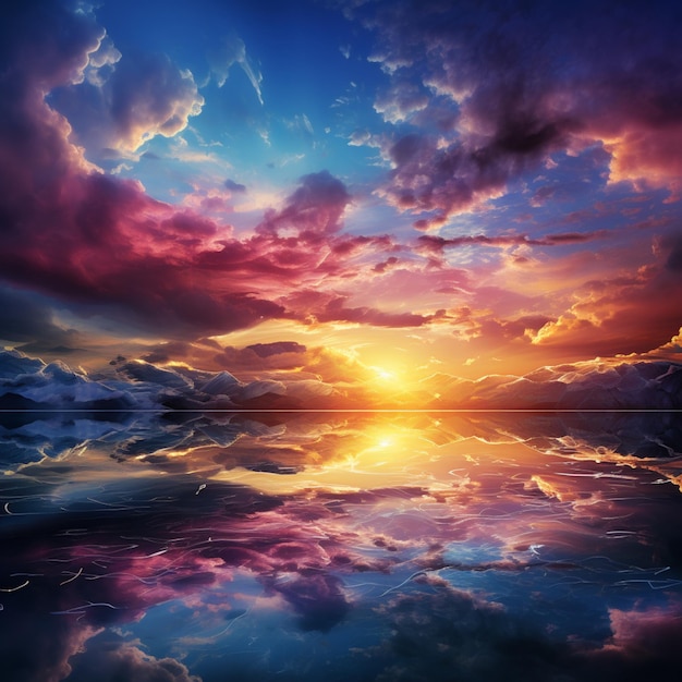 Universo de céu mágico lindo no pôr-do-sol papel de parede de arte digital AI gerado imagem