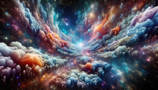 Universo digital con múltiples nubes cada una exhibiendo patrones y colores únicos