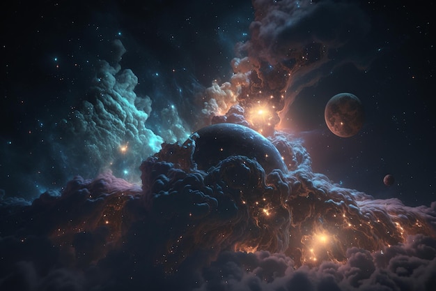 El universo está lleno de estrellas y planetas.