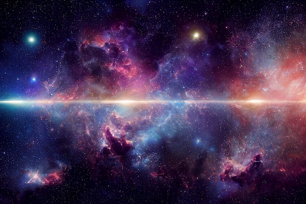 Universo sin fin con estrellas y galaxias en el espacio exterior Cosmos art CGI