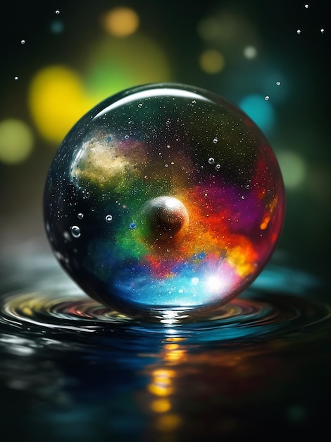Un universo en miniatura de color y luz contenido en una sola gota de agua