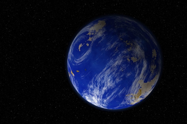 Universo paralelo terrestre alternativo con vista espacial a nivel del mar aumentada