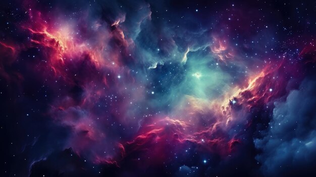 Universo de polvo espacial de galaxias con nebulosa con estrellas Nubes de polvo gaseoso en el espacio exterior Fondo espacial