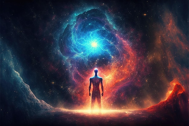 Universum Kosmos Meditation Hintergrund Chakren Prana der Geist Gottes und Spiritualität Generative KI