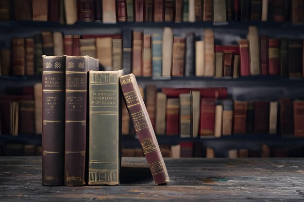 Unklarer Hintergrund von alten, verwitterten Büchern auf einem Tisch