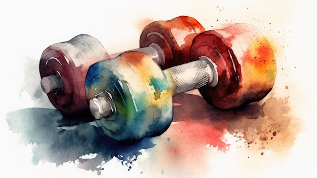 Unleashed Watercolor Gym Mancuernas para el sitio web de Fitness
