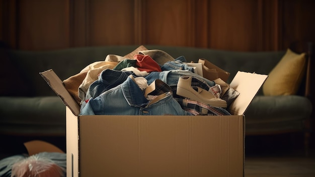 Unmodische Kleidung zum Recycling in Kisten Generative KI