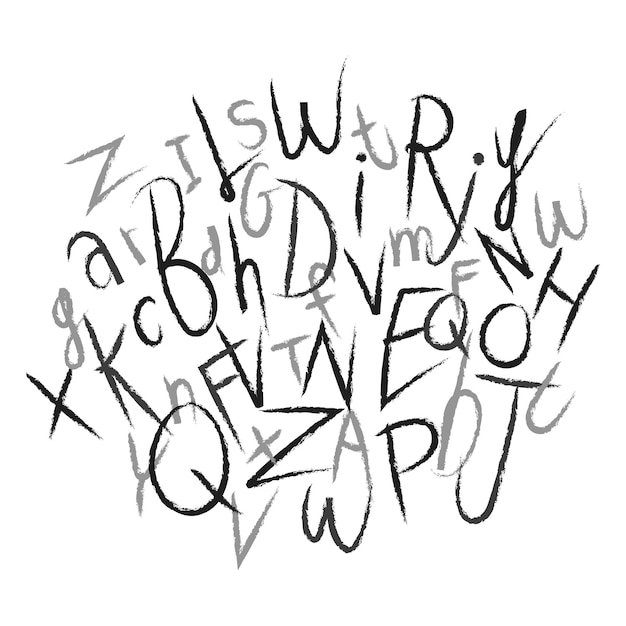 Unordentliche Buchstaben des Alphabets png Aufkleber durchsichtiger Hintergrund