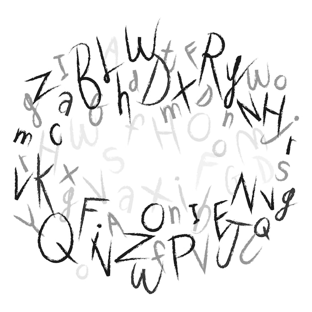 Unordentliche Buchstaben des Alphabets png Aufkleber durchsichtiger Hintergrund