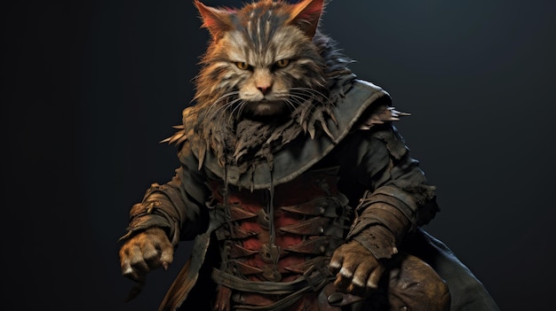 Unreal Engine 5 Concept Art Disfraz de gato con una fuerte expresión facial