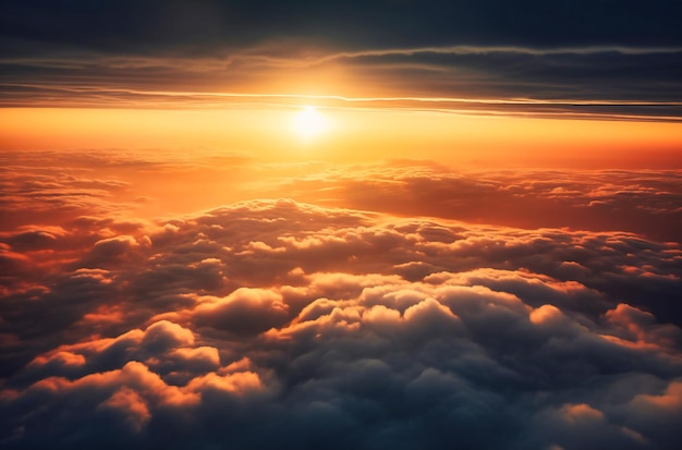 Unset über Wolken aus einem Flugzeug