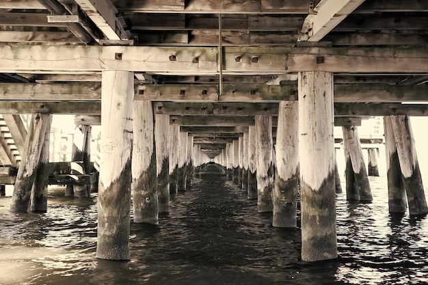 Unter Sicht auf Brücke und Wasser