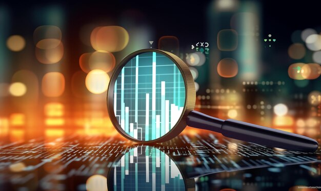 Unternehmensprüfung Aktien Finanzmanagement auf Analyse Datenstrategie mit Grafik Buchhaltung Marketing oder Bericht Diagramm Wirtschaft Investitionsforschung Gewinn