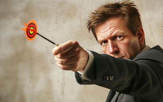 Foto unternehmensstrategen zielen auf bullseye scharfschützen exekutiv bullseye ambition