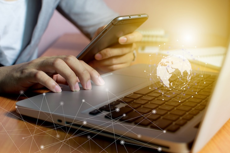 Foto unternehmer-netzwerk-technologie und kommunikation