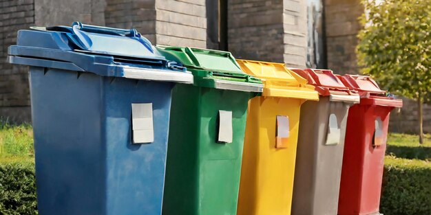 Unterschiedlich farbige Recyclingbehälter in der Stadt